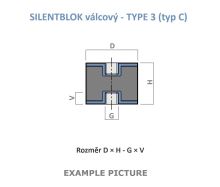 Silentblok 15x15 M4   NR55 ShA
