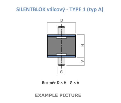Silentblok 50x25 M8x23   NR55 ShA (1534)